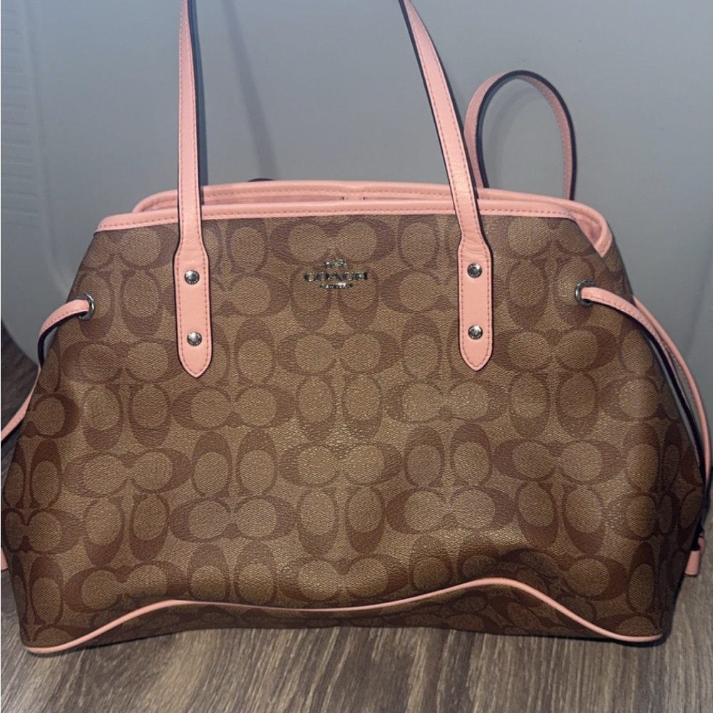 Coach Brown and Pink Signature Tote Bag